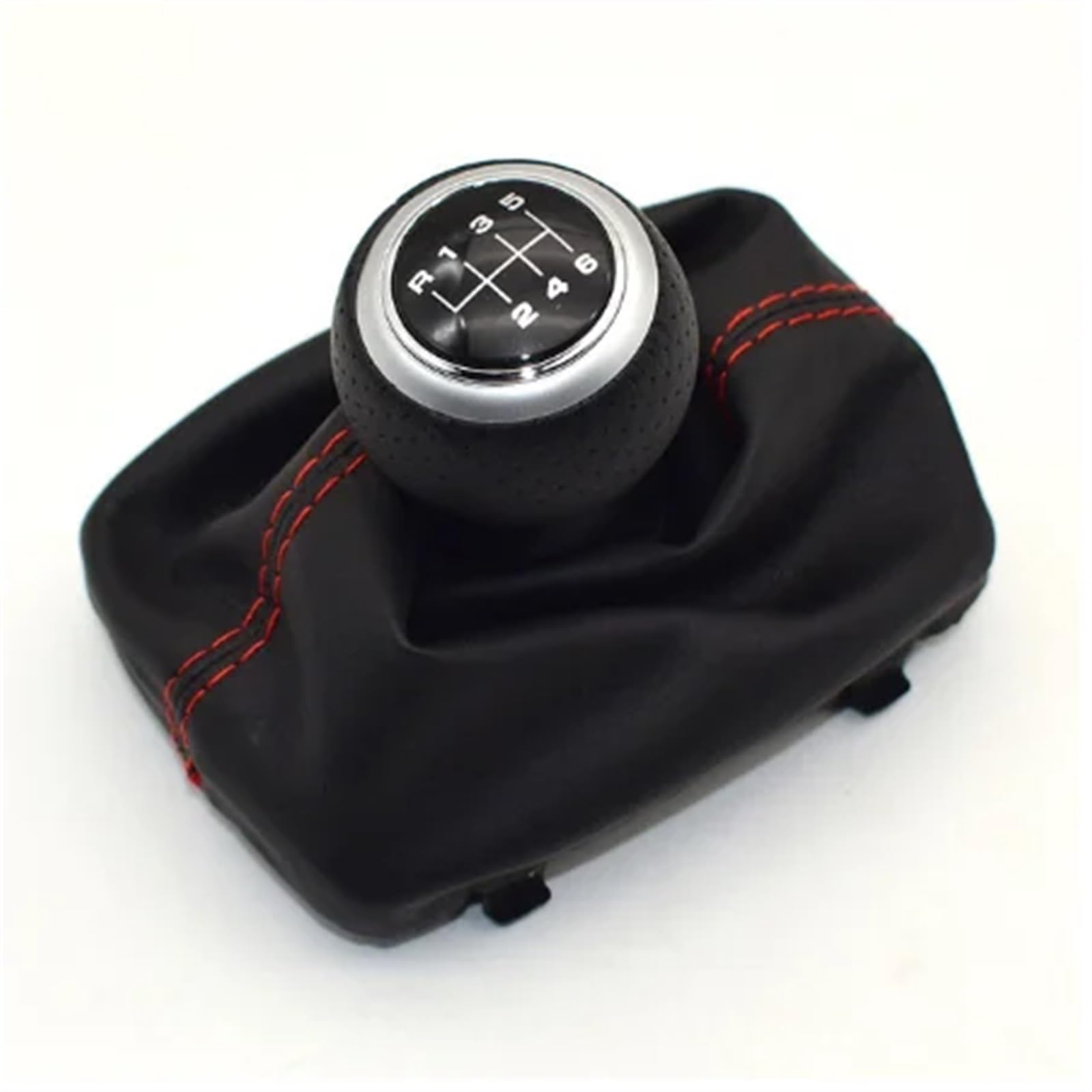 Gear Shift Knob Für A4 B6 B7 2000-2008 Manueller 5-/6 Gang Schaltknauf Hebelgriffkopf Mit Staubdichter Lederabdeckung Schalthebelknopf(5 Speed-silver-02) von DWTNMEX