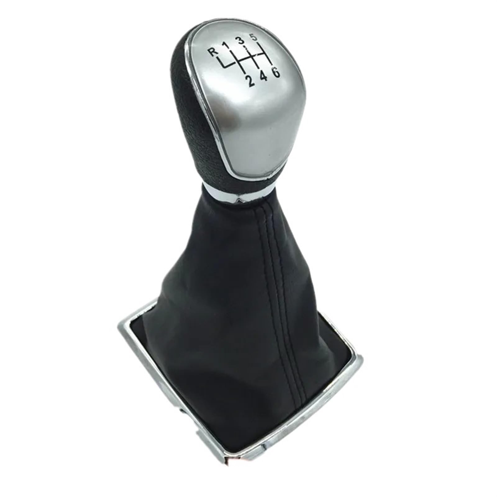 Gear Shift Knob Für Ford Für B-max Für S-max Für Galaxy MK3 Für Kuga Für Transit Schaltknauf Gamasche Boot Abdeckung 5/6 Geschwindigkeit Schalthebelknopf(6 Speed Silver) von DWTNMEX