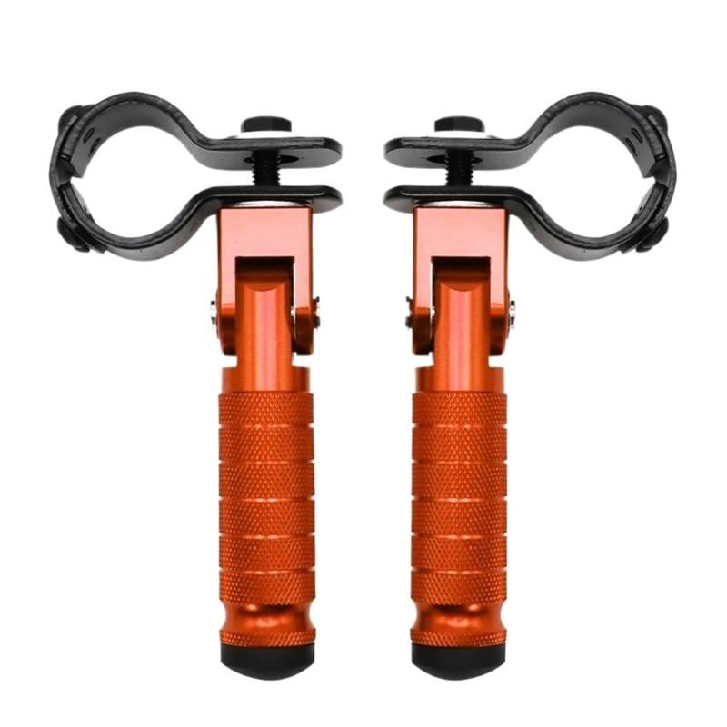 Motorrad Fußrasten Racing 8mm Universal Pedale Gefaltete Fußstütze Fußraste Für Motorräder Fahrräder Roller Fussrasten Motorrad(Orange) von DWTNMEX