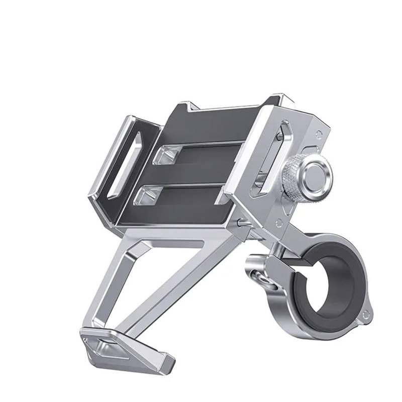 Motorrad Handy Halterung Handy Halterung Mit Stoßfest Funktion Navigation Aluminium Auto Halterung Motorrad Telefon Halter Teile Handyhalterung Fahrrad(Silver) von DWTNMEX