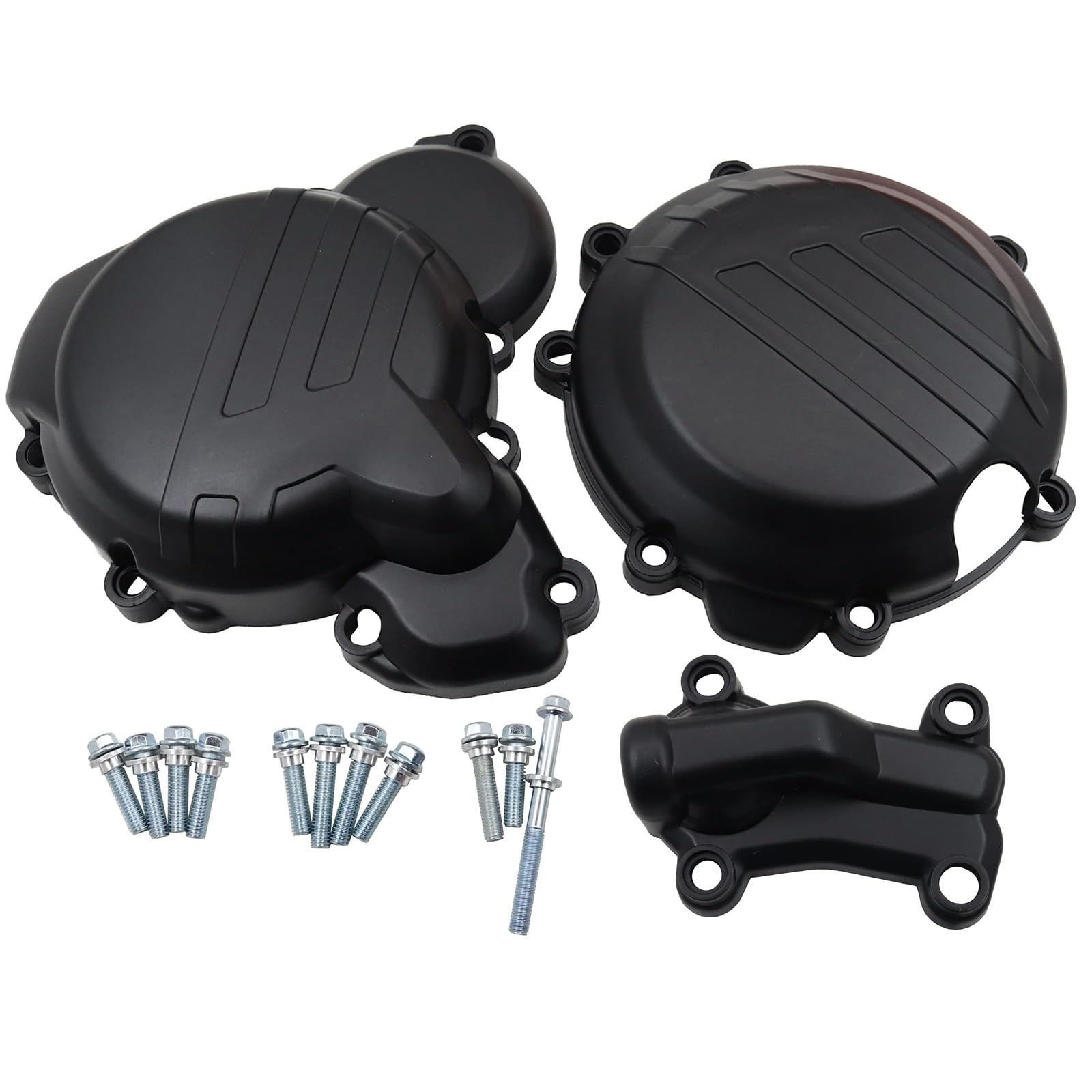 Schutzabdeckung Motorradmotoren Für TC TE TX 2017 2018 2019 Kunststoff Zündung Protector Kupplung Schutz Wasserpumpe Abdeckung Motordeckel(Black 3 Piece Set) von DWTNMEX