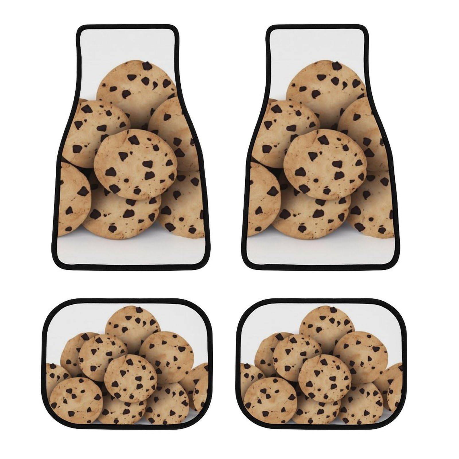 Cookies Food Chocolate Chip Biscuits Auto Fußmatten Stilvolle 4-teilige Automatten Rutschfest Automotive Fußmatten Set Sicherheit Fersenpolster für Auto Druck Allwetter SUV Teppich passend für die von DWVSFJM