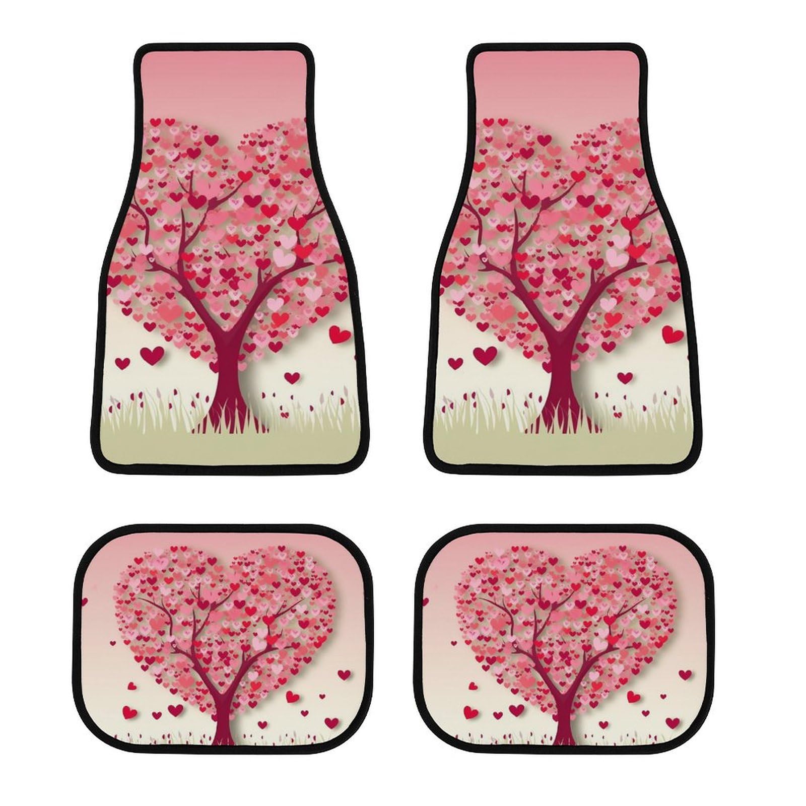 Heart Tree Auto-Fußmatten, stilvolle vierteilige Automatten, rutschfest, Auto-Fußmatte, Sicherheits-Fersenpolster für Auto, Allwetter, SUV-Teppich, passend für die meisten Autos von DWVSFJM