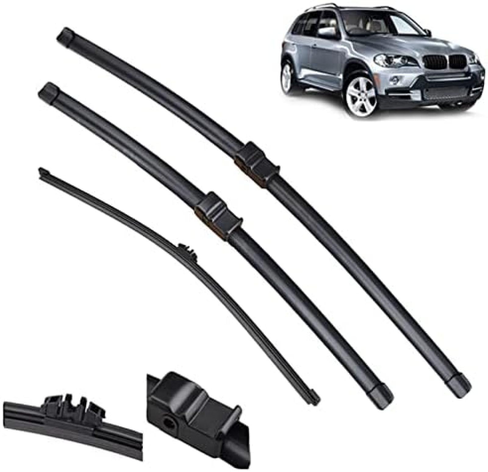 , Für BMW X5 E70 2006-2011 Scheibenwischer LHD Vorne Hinten Wischerblätter Set Windschutzscheibe Windschutzscheibe Vorne Hinten Fenster 24"+20"+15" Scheibenwischer von DXANC