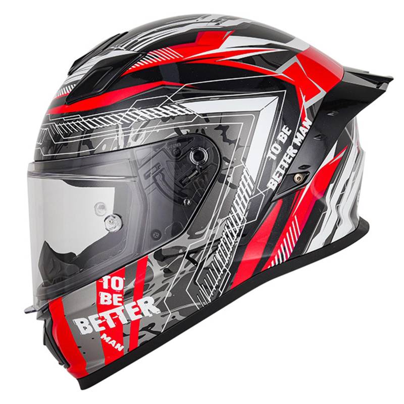 DXDRT Vollgesichts-Motorradhelm Für Männer Frauen Leichtgewicht Street Bike Motorrad Scooter Racing ATV Helm Erwachsene Mit Sonnenblende DOT/ECE Approved,Red c,2XL 63~64CM von DXDRT