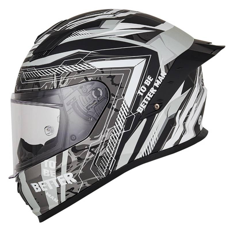 DXDRT Vollgesichts-Motorradhelm Für Männer Frauen Leichtgewicht Street Bike Motorrad Scooter Racing ATV Helm Erwachsene Mit Sonnenblende DOT/ECE Approved,Silver a,2XL 63~64CM von DXDRT