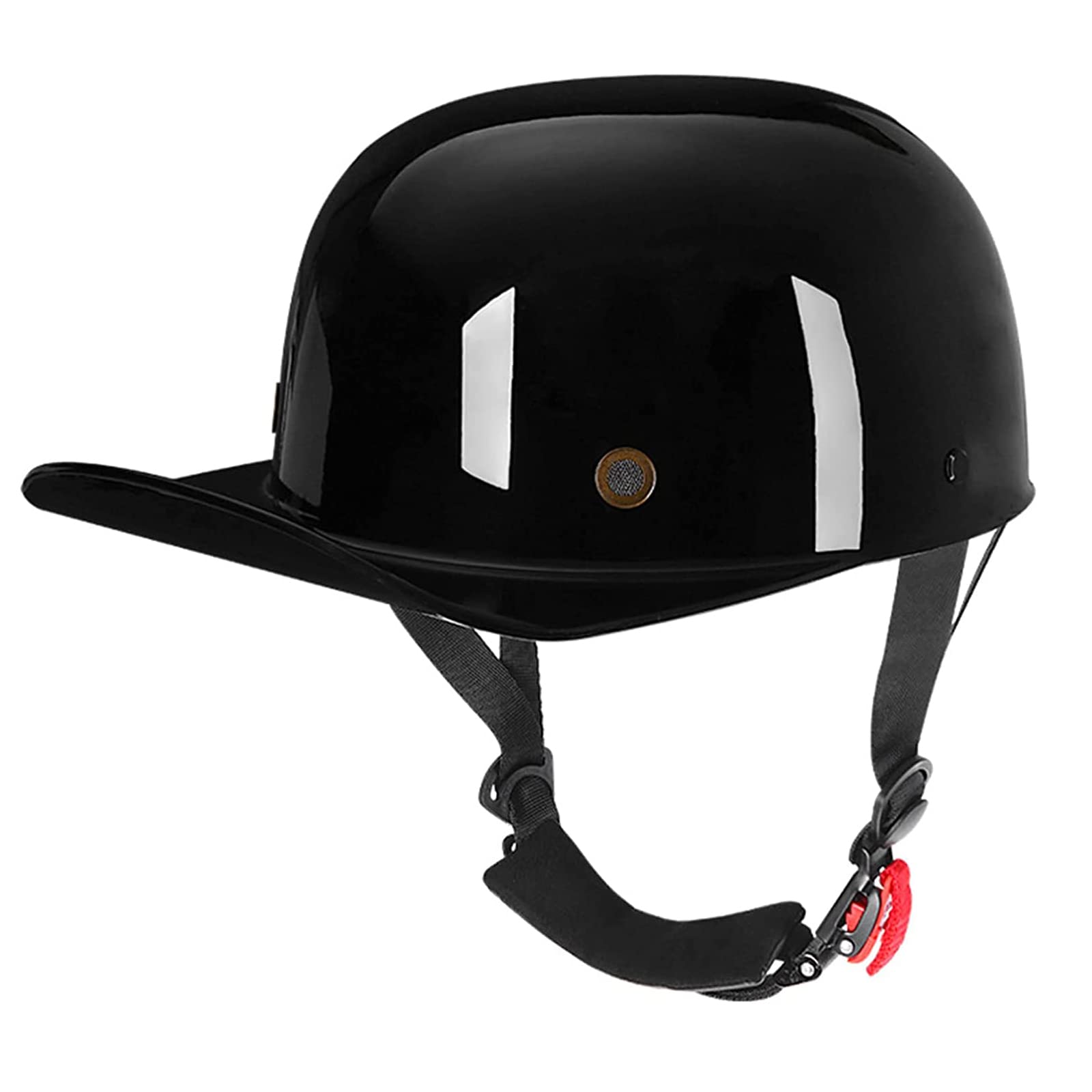 Vintage Open-Face-Motorradhelme Retro-Motorradhelm Baseballmütze Halbhelme Schädelkappe DOT-Zugelassener Halbschalenhelm Für Männer Und Frauen Für Street Bike Scooter ATV,Glossy Black,XL von DXDRT