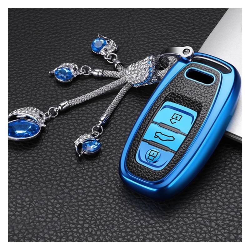 Autoschlüssel Gehäuse Für A1 A3 A4 A5 A6 A7 A8 B8 Q3 Q5 Q7 S5 S6 S4 TPU Auto Schlüssel Fall Abdeckung Tasche Halter Schlüssel Kette Schutz Zubehör(Blue Key Chain) von DXLSAEU