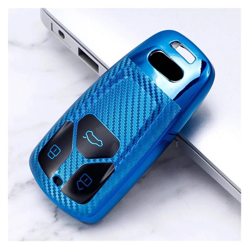 Autoschlüssel Gehäuse Für A4 B9 A5 A6L A6 S4 S5 S7 8W Q7 4M Q5 TT TTS RS Auto Smart Key Fall Abdeckung Schutzhülle Tasche Schlüsselbund Schutz(Blue case) von DXLSAEU