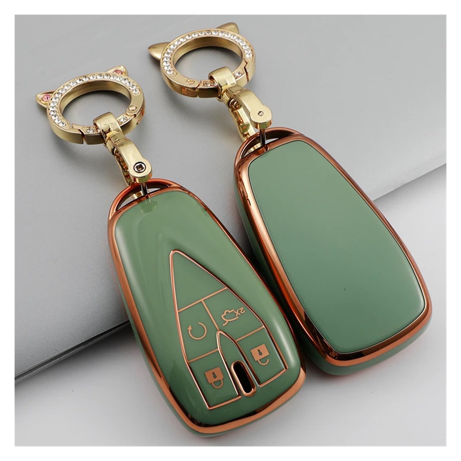 Autoschlüssel Gehäuse Für Changan CS35 Plus CS75PLUS CS55PLUS TPU Auto Fernbedienung 3/4/5 Taste Schlüssel Fall Abdeckung Shell Halter Tasche Schlüssel Kette Zubehör(4B Green with Chain) von DXLSAEU