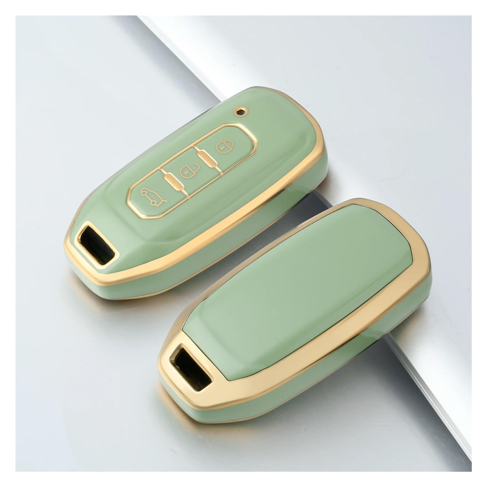 Autoschlüssel Gehäuse Für Ford Territory EV Smart Remote Auto Auto Schlüssel Fall Abdeckung 3 Tasten Schlüssel Shell Fob Schlüssel Ring TPU Schlüssel Beschützer Zubehör(Green Gold) von DXLSAEU