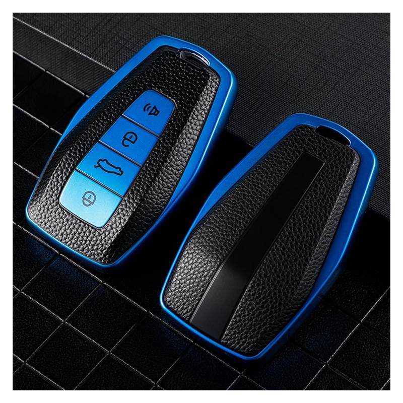 Autoschlüssel Gehäuse Für Geely Coolray X6 X7 Emgrand Global Hawk GX7 TPU Auto Smart Key Case Schutzhülle Shell Halter Schlüsselbund(Type1 Blue case) von DXLSAEU