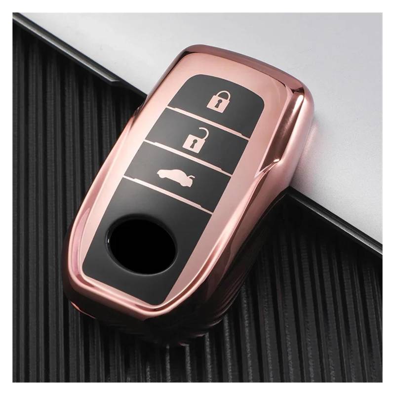 Autoschlüssel Gehäuse Für Toyota Avalon CHR C-HR Camry Corolla Prius Prado RAV4 Auto 2/3 Taste Schlüssel Abdeckung Fall Tasche Shell Halter Schutz Zubehör(3button pink case) von DXLSAEU