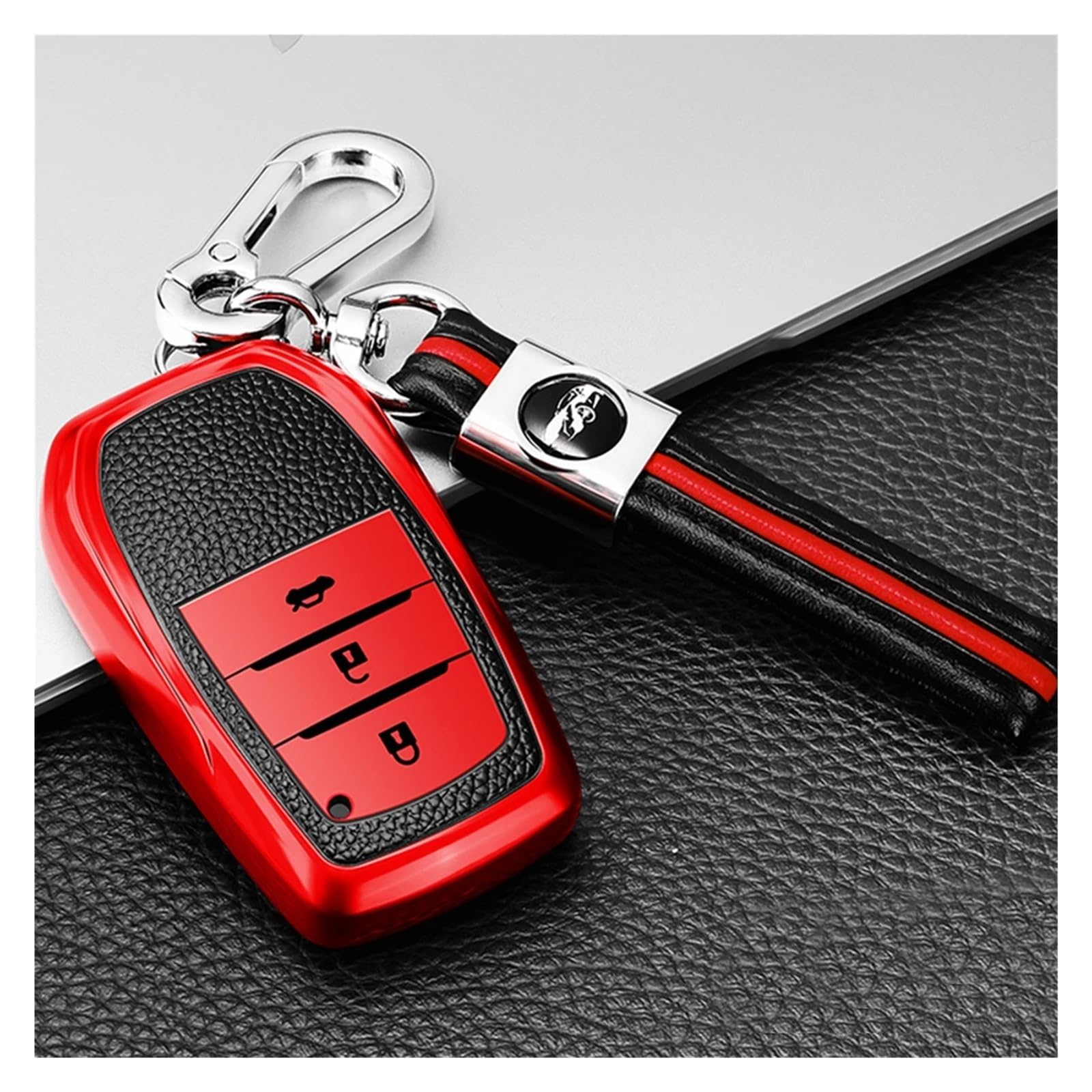 Autoschlüssel Gehäuse Für Toyota CHR Cruiser Camry Coralla Crown RAV4 Prius Highlander Innova TPU Auto Schlüssel Fall Abdeckung Schlüsselbund Ring Schutz(Red Key Chain) von DXLSAEU