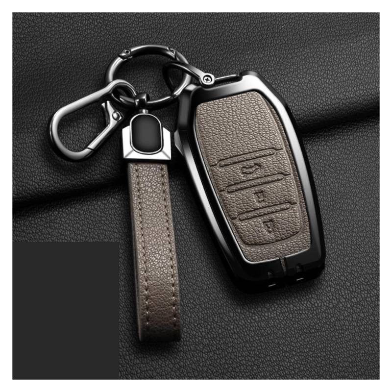 Autoschlüssel Gehäuse Für Toyota CHR Hilux Fortuner Land Cruiser Camry Corolla Crown RAV4 Legierung Stil Mode Auto Schlüssel Fall Abdeckung Shell Fob 2/3 Taste(C Elephant Grey) von DXLSAEU