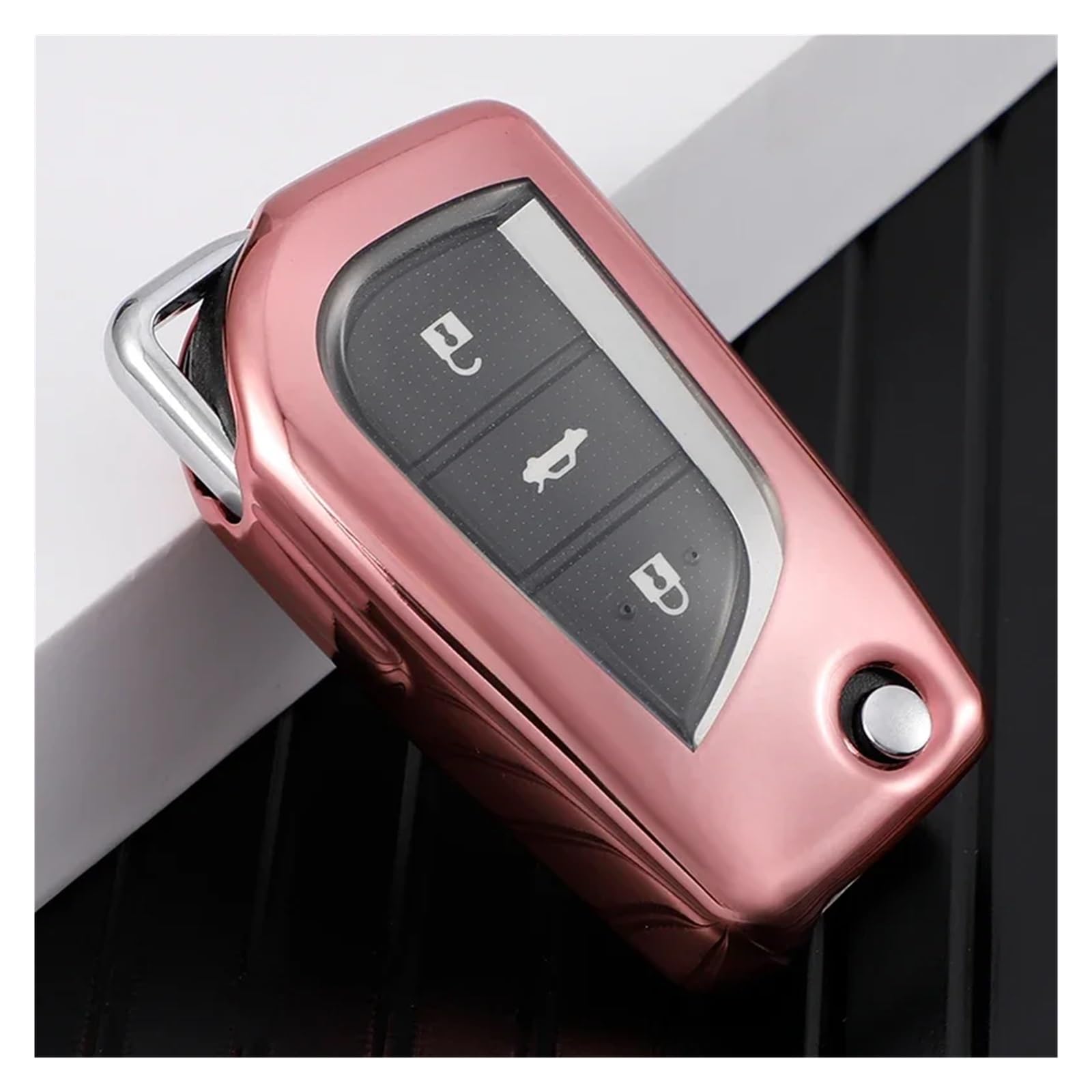 Autoschlüssel Gehäuse Für Toyota Camry RAV4 Auris Corolla Avensis Verso Yaris Aygo Scion Auto Schlüssel Fall Tasche Abdeckung Shell Keychain Schutz Zubehör(Pink) von DXLSAEU