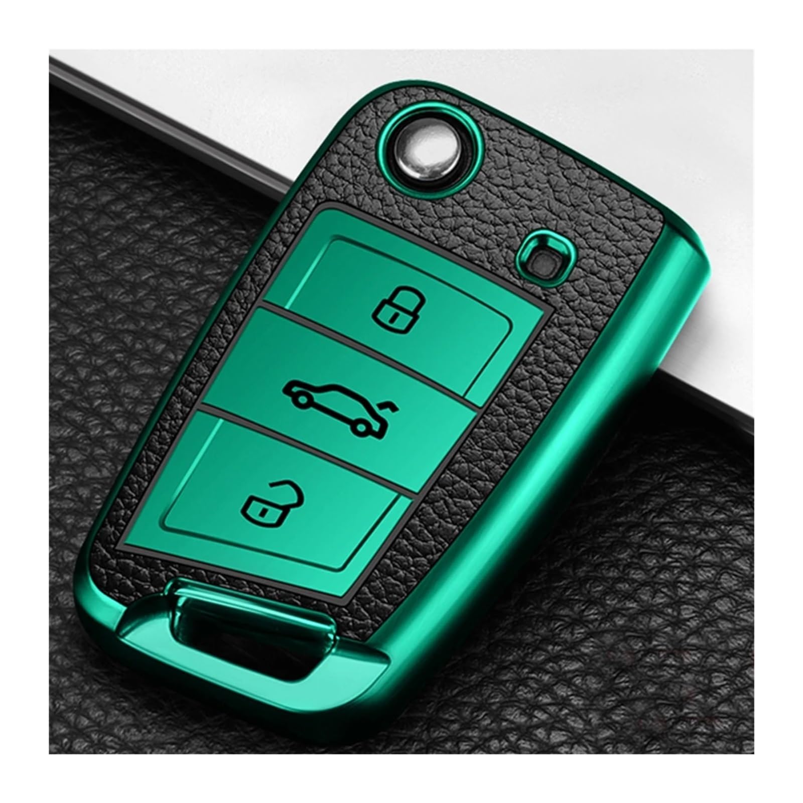 Autoschlüssel Gehäuse Für VW MK7 GTI 7 Golf 7 Golf R Skoda Octavia A7 Sitz TPU Auto Auto Schlüssel Fall Folding Remote Shell Fob Abdeckung(Green) von DXLSAEU