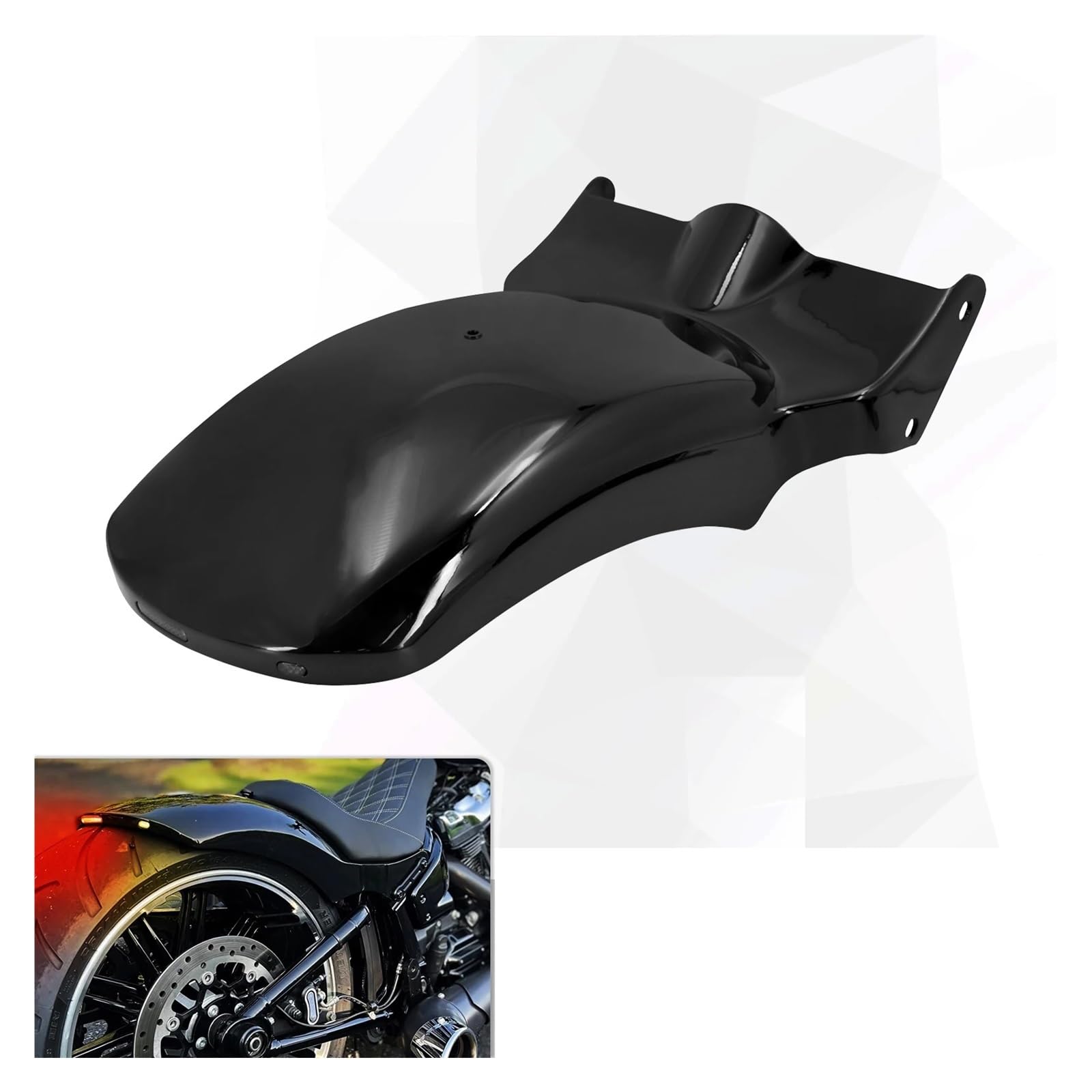 Motorrad-Kotflügel Für Für Softail Für Breakout 2013-2023 2024 Fett Für Junge FXDR Kotflügel Lampe Abdeckung Motorrad LED Brems Blinker Licht Hinten Fender(Fatboy Fender 18-Up) von DXLSAEU