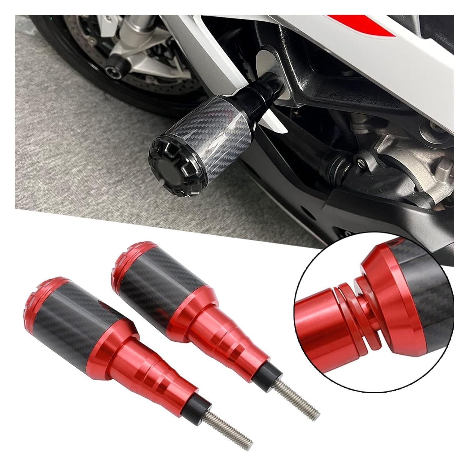 Motorrad-Sturzschutz Motorrad Für S1000RR 2020-2022 2021 Carbon Faser Rahmen Anti Crash Slider Körper Schutz Fallende Schutz Rahmen Slider Pad POM(Red) von DXLSAEU