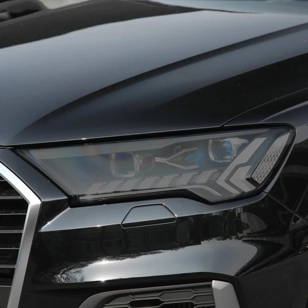 2 Stück Autoscheinwerfer-Schutzfolie, geräucherter schwarzer Tönungsfolien-Vinyl-transparenter TPU-Aufkleber, für Audi Q7 2020 2021 SQ7 4M Facelift von DXZXDJIU