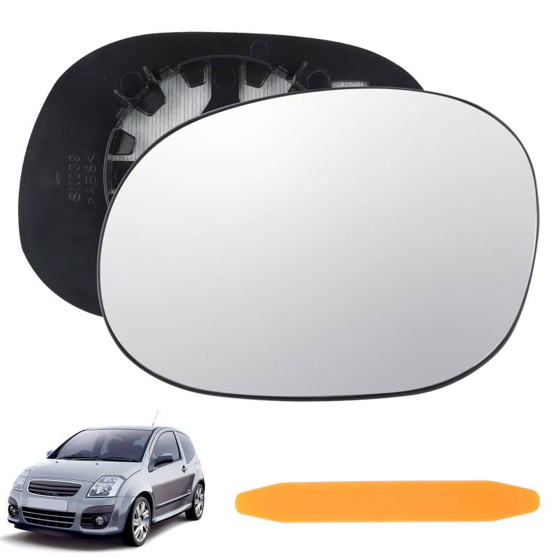 DXiongW Spiegelglas Ersatz Kompatibel mit Citroen C3 C2 Pluriel XSARA Picasso Peugeot 206 1007 Verstellbar Außenspiegel Glas Links Fahrerseite Beheizbar Asphärisch Umkehrlinse Rückfahrglas Autospiegel von DXiongW