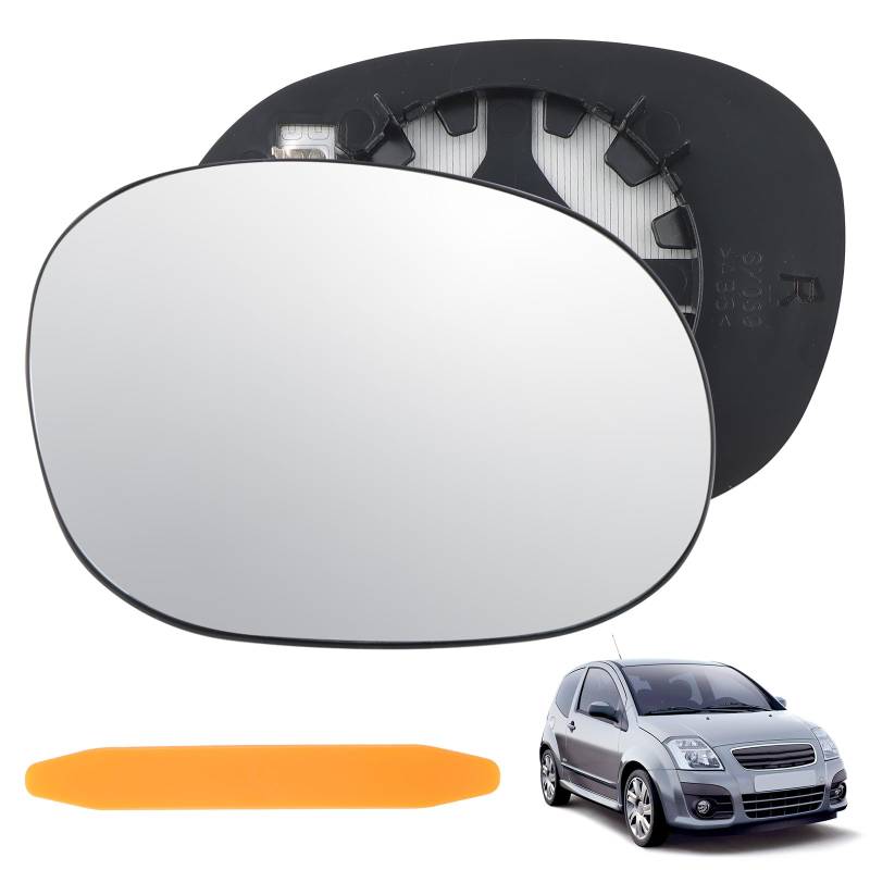 DXiongW Spiegelglas Ersatz Kompatibel mit Citroen C3 C2 Pluriel XSARA Picasso Peugeot 206 1007 Verstellbar Außenspiegelglas Rechts Fahrerseite Beheizbar Asphärisch Umkehrlinse Rückfahrglas Autospiegel von DXiongW