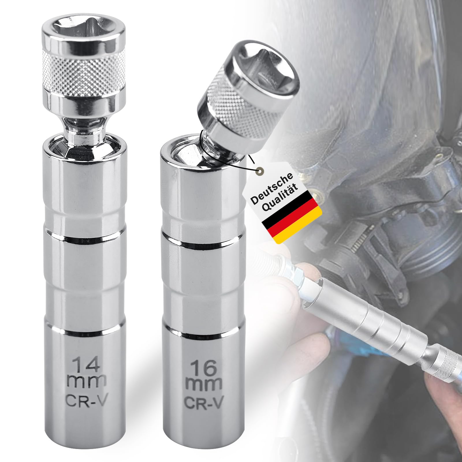 DYDHRER 2 Stück Zündkerzenschlüssel 14mm und 16mm,Universal Zündkerzenschlüssel,Drehbarer kfz-Zündkerzenschlüssel,Entferner Installer Werkzeug für Die Autoreparatur Zündkerzenschlüssel Set von DYDHRER