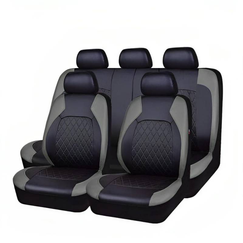 DYKGYLYS Universal passend 9 Stück Auto Sitzbezüge, für Suzuki Swift 2010-2017 5 Sitzer Wasserdichter Langlebig Kompletter Satz Leder Full Sitzbezug-Sets,D Grey von DYKGYLYS