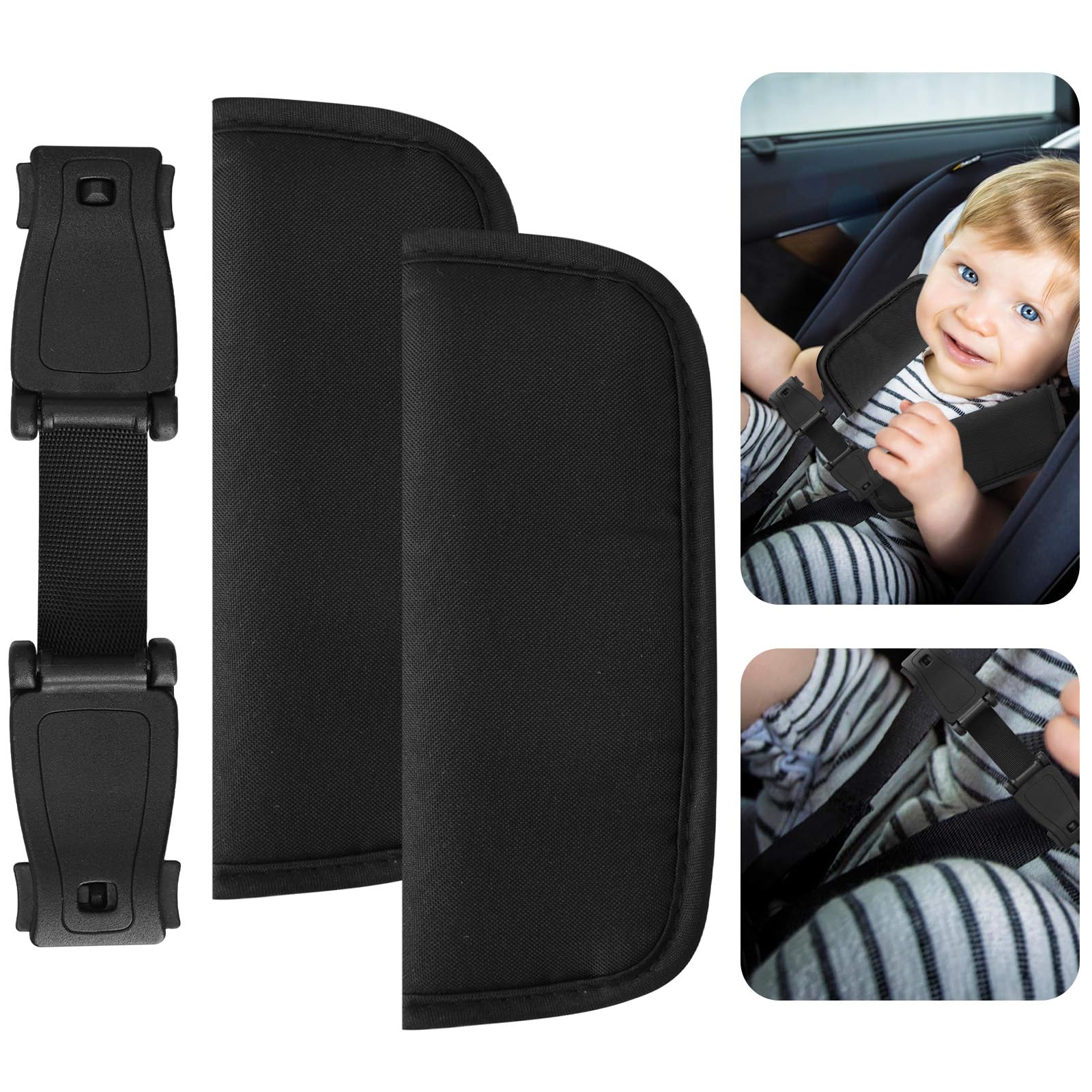 DYMHQ Autositz Kindersitz Gurt Sicherungen, Auto Harness Brustclip Verhindern, Baby Sicherheitsgurt Clip mit 2 Schulterholstern, Kindersicherheitsgurt Schnalle Gurt für Autositze Kinderhochstühle von DYMHQ