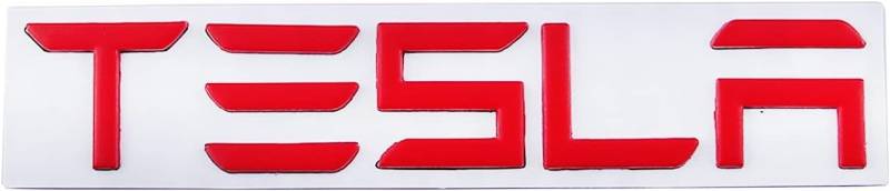 Emblem Auto Aufkleber für Tesla Model 3/X Model S/Y, 3D Emblem Aufkleber Auto Sticker Metall Side Logo Heck Logo Tür Aufkleber Zubehör,C Red von DYOG