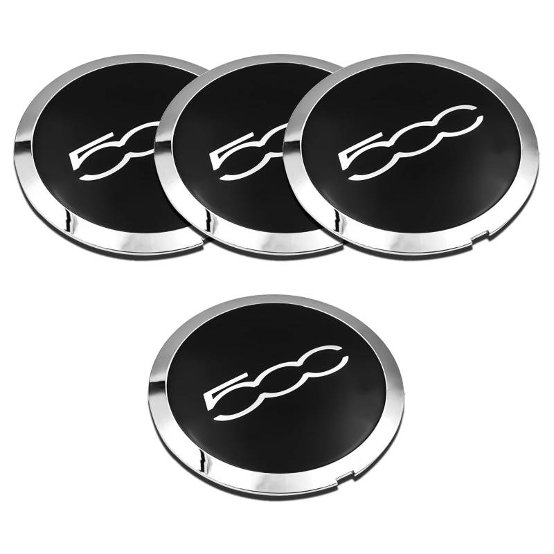 4PCS Radnabenkappen Center Wheel Hup Cap Radnabendeckel Nabendeckel mit Chrome Trim Mittelkappe Radkappen für 500 68078419AC 68078421AC Ersatz von DYOUen