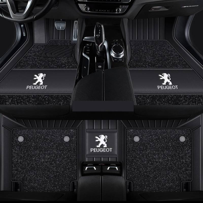 1 Satz Autofußmatten für Peugeot 5008 17-24 5Seats Teppich Rutschfeste Granulierte Rückseite Wasserdicht Alle Wetterbedingungen Schützen,BlackStyle von DYQCD