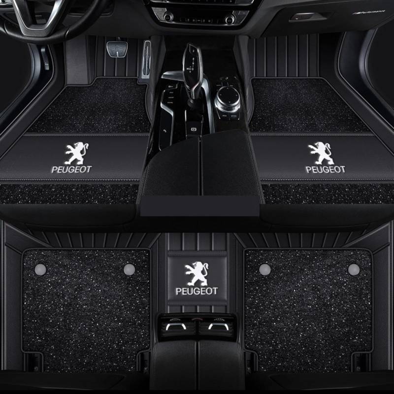 1 Satz Autofußmatten für Peugeot 5008 17-24 5Seats Teppich Rutschfeste Granulierte Rückseite Wasserdicht Alle Wetterbedingungen Schützen,BlackStyle von DYQCD