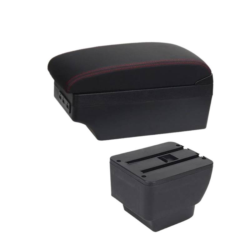 Aufbewahrungsbox die Mittelkonsole Für Mazda 2 Auto Armlehnenbox Nachrüstteile Aufbewahrungszubehör Innendetails Zentrale Aufbewahrungsbox USB Schnittstelle(A1 Schwarz rot 7USB) von DZNEFYUP