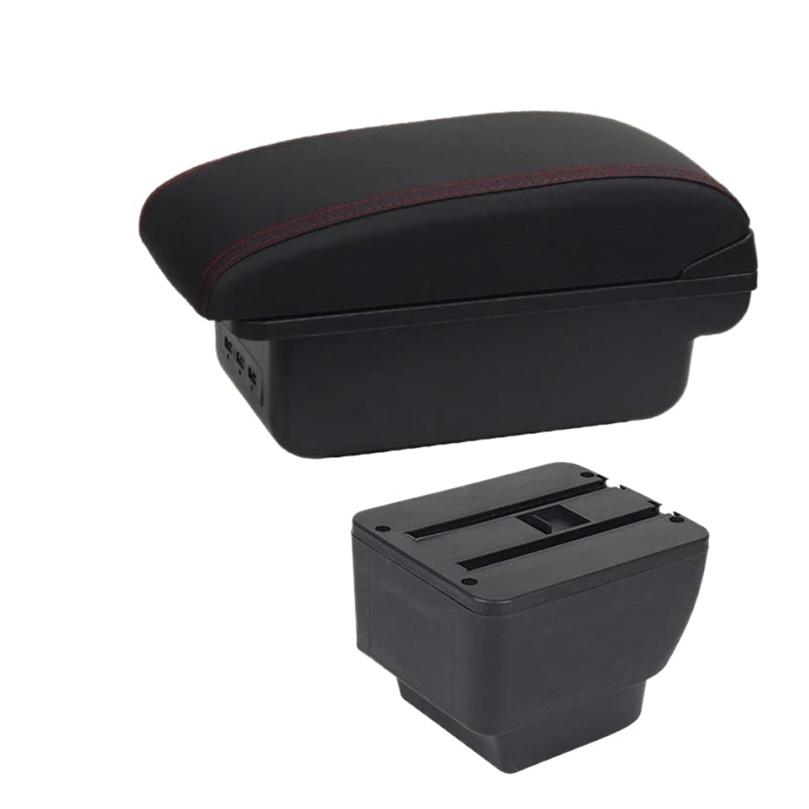 Aufbewahrungsbox die Mittelkonsole Für Mazda 2 Auto Armlehnenbox Nachrüstteile Aufbewahrungszubehör Innendetails Zentrale Aufbewahrungsbox USB Schnittstelle(B1 Schwarz rot 3USB) von DZNEFYUP