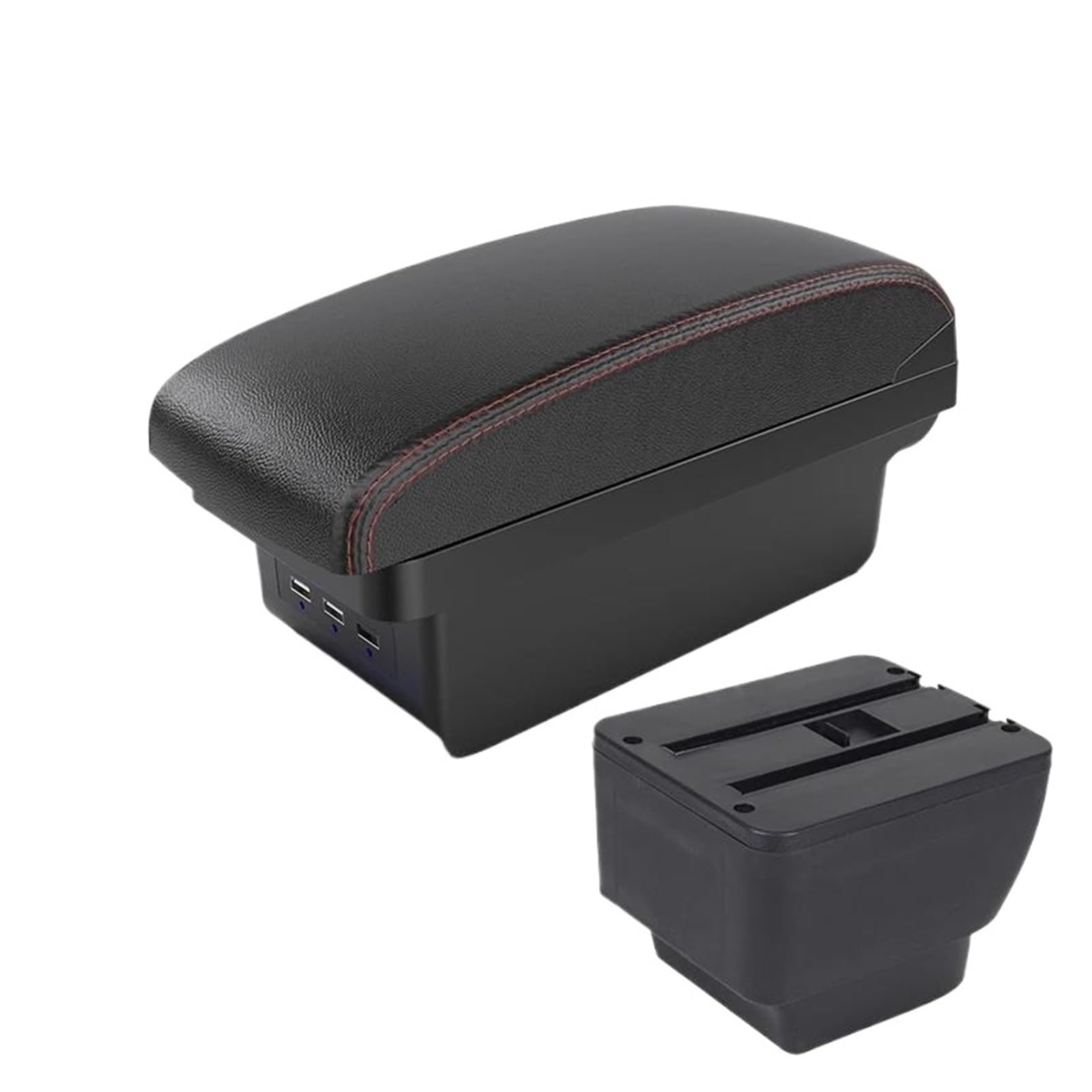 Aufbewahrungsbox die Mittelkonsole Für Mazda 2 Demio Armlehnenbox Autoarmlehne Autoinnenraumdetails Modifizierte Aufbewahrungsbox USB(B1 Schwarz Rot 3 USB) von DZNEFYUP