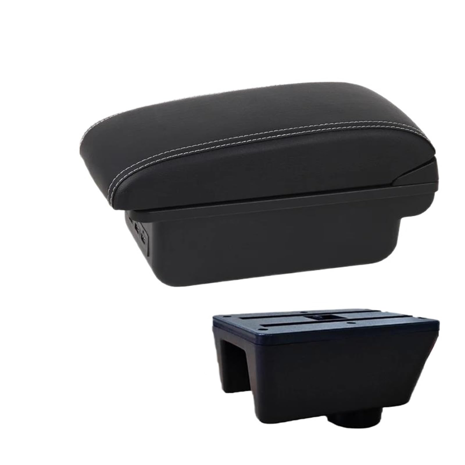 Aufbewahrungsbox die Mittelkonsole Für Seat Für Ibiza MK4 IV 6J 2008-2013 2014 2015 2016 2017 Aufbewahrungsbox Für Die Armlehne Der Autokonsole Autoinnenausstattung(B3 Weiße Linie 3 USB) von DZNEFYUP