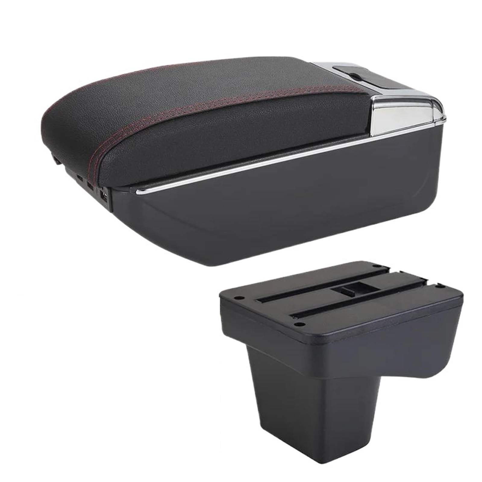 Aufbewahrungsbox die Mittelkonsole Für Suzuki Für Vitara 2012-2019 Armlehnenbox Zentrale Aufbewahrungsbox Armlehne Automodifikationszubehör Einziehbar(B1 Schwarz rot 7USB) von DZNEFYUP