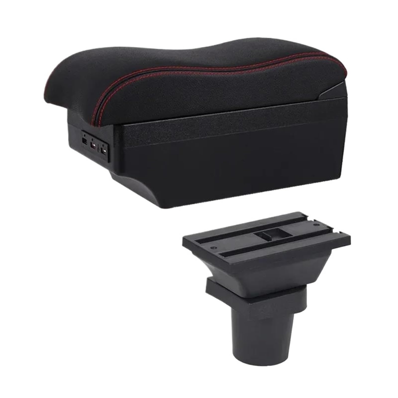 Aufbewahrungsbox die Mittelkonsole Für Toyota Für Yaris Für Vitz 5 Türige Schräghecklimousine 2005-2011 Auto Armlehnenbox Interne Modifikation USB Zubehör(E2 Rote Linie) von DZNEFYUP