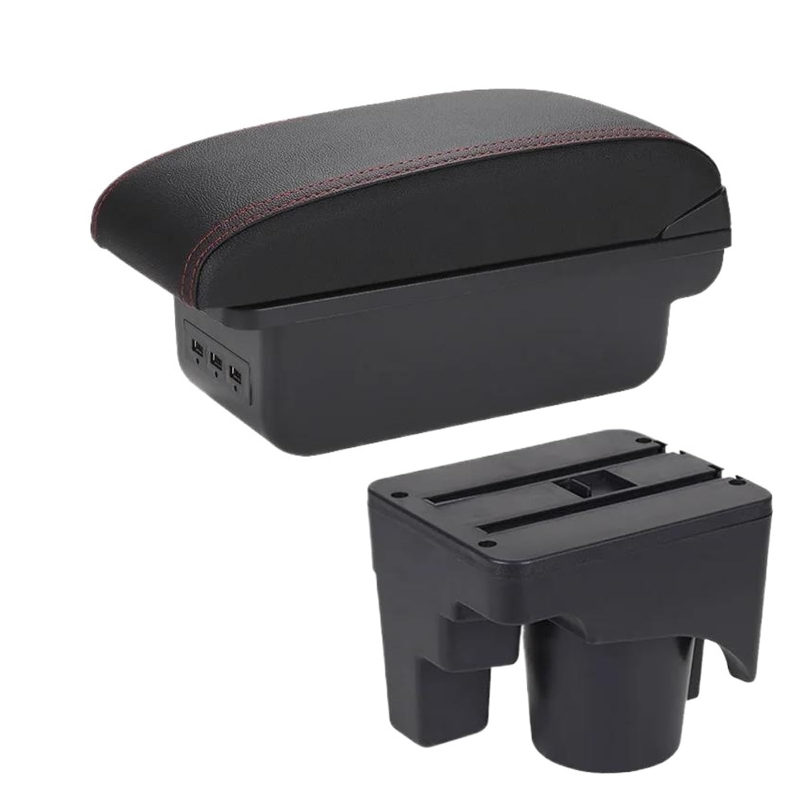 Aufbewahrungsbox die Mittelkonsole Für VW Für Golf MK5 Mk6 Für Jetta 5 Für Sagitar Armlehnenbox Aufbewahrungsbox Innenausstattung(B1 Schwarz rot 3USB) von DZNEFYUP