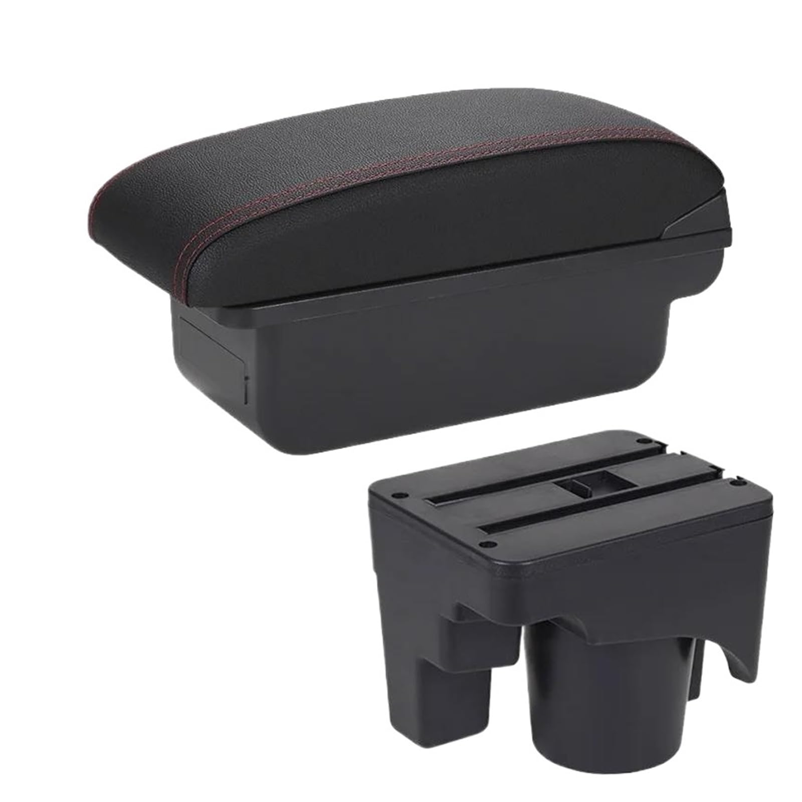 Aufbewahrungsbox die Mittelkonsole Für VW Für Golf MK5 Mk6 Für Jetta 5 Für Sagitar Armlehnenbox Aufbewahrungsbox Innenausstattung(C1 Schwarz Rot Kein USB) von DZNEFYUP