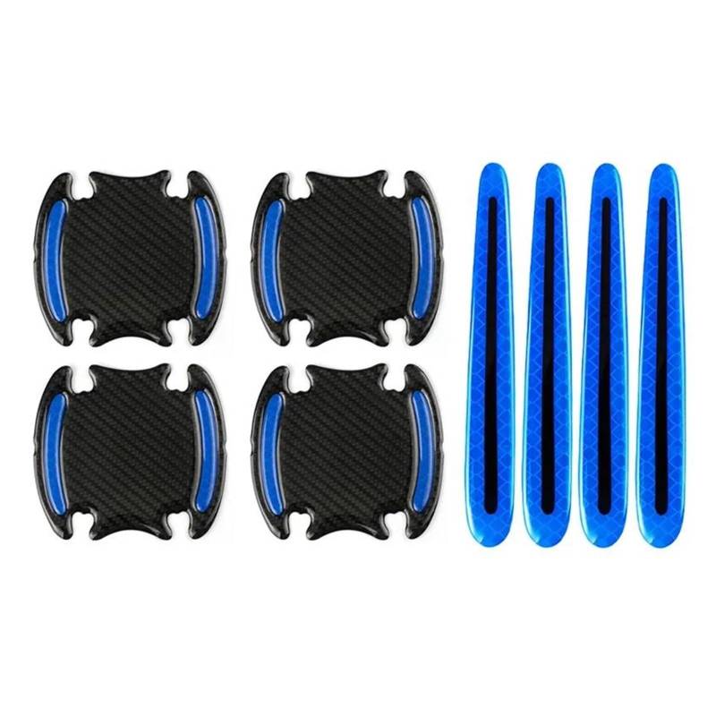 Außentürgriff Universeller Reflektierender Türgriffaufkleber 3D Aufkleber Zum Schutz des Autotürgrifflacks Vor Kratzern(8PCS Blue Set) von DZNEFYUP