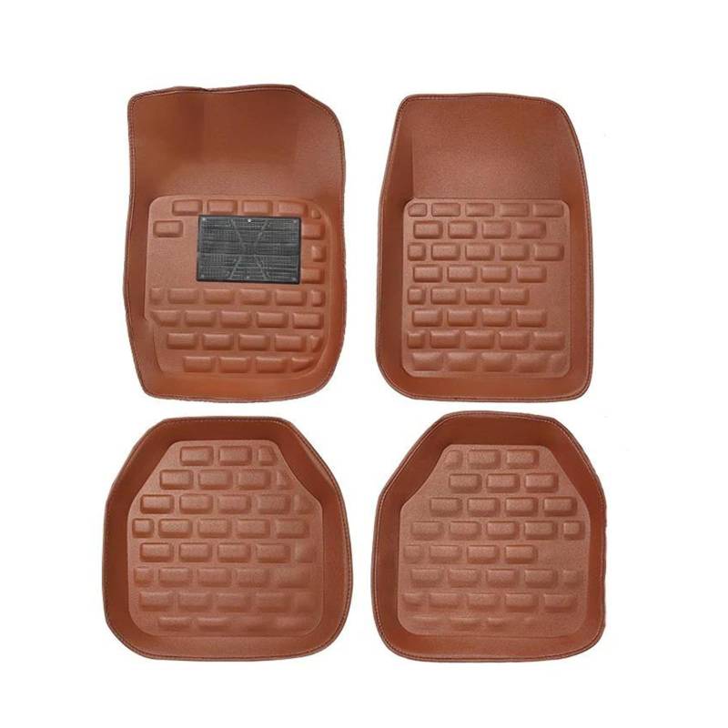 Auto-Fußmatten 4 Stück Universal Autofußmatten Fußmatten Teppiche Komplettes Autoset Teppichbodenmatte Autozubehör(Orange) von DZNEFYUP