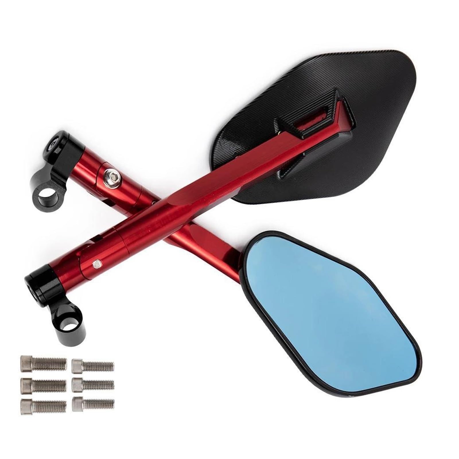 Lenker-Rückspiegel Universelle Motorrad Rückspiegel Mit 8mm Oder 10mm Schrauben Für Benelli TNT TRE BX Für Caffe Für Quatro Für Velvet(Rot) von DZNEFYUP