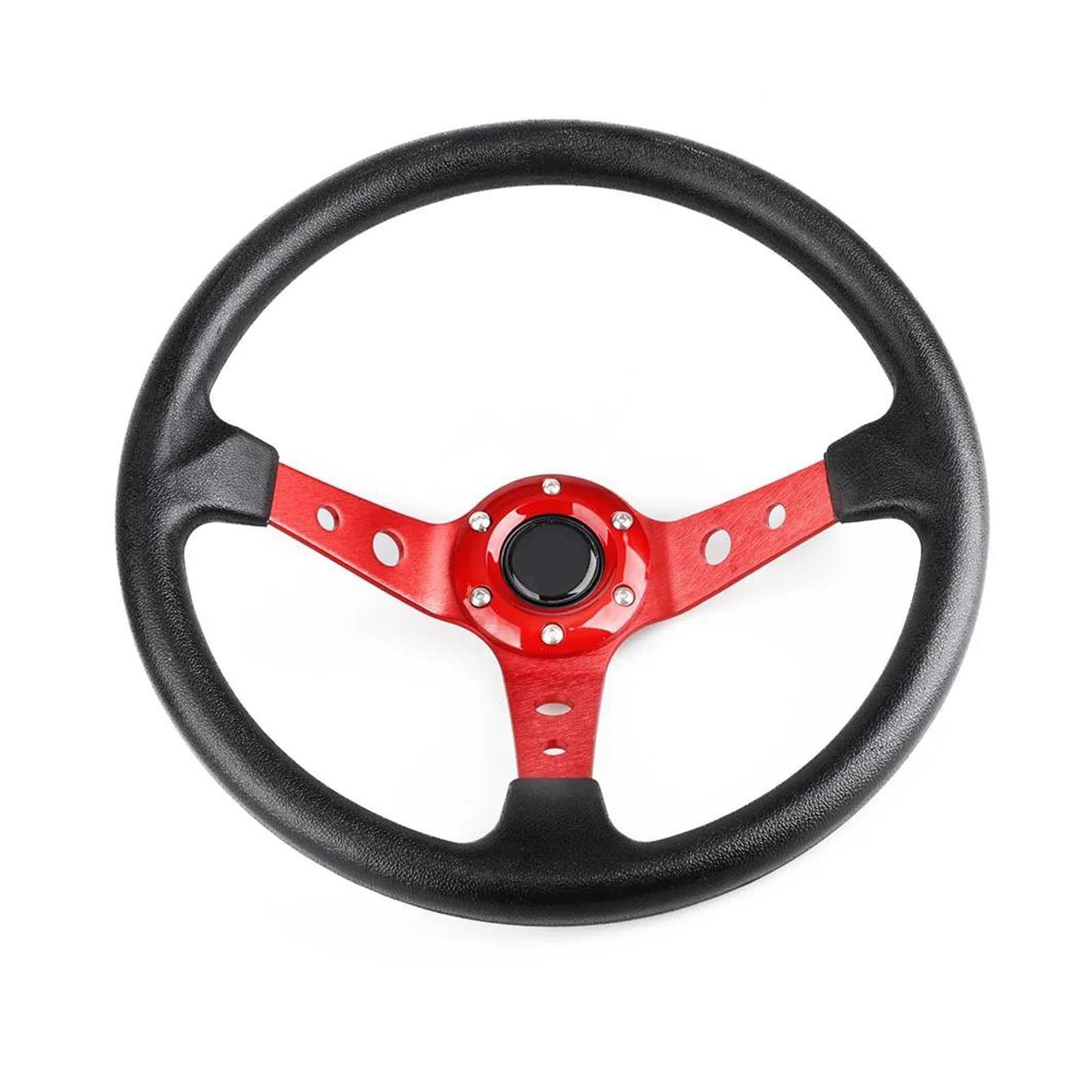 Paddle Shift Booster Knopf 350 Mm 14 Zoll Auto Sport Drifting Lenkrad Universal Lederlenkrad(Rot) von DZNEFYUP