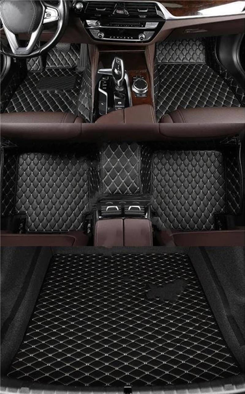 Autofussmatte Für 6 Series F06 4 Türen 2011 2012 2013 2014 2015 2016 2017 2018 Custom Car Boden Matte Innen Teppich Kofferraum Matte Auto Fußmatten Set(Black Beige 2) von DZSFDGDDFGD