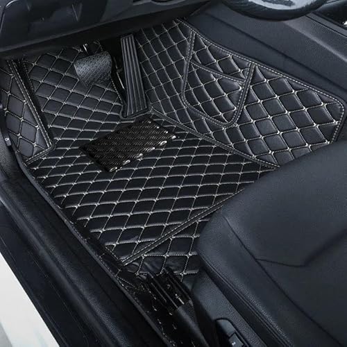 Autofussmatte Für A4 B7 2005 2006 2007 2008 Custom Car Fußmatten Leder Männer Frauen Vollständige Abdeckung Anti-Slip Teppich Fuß Pads Auto Fußmatten Set(Left Black White) von DZSFDGDDFGD