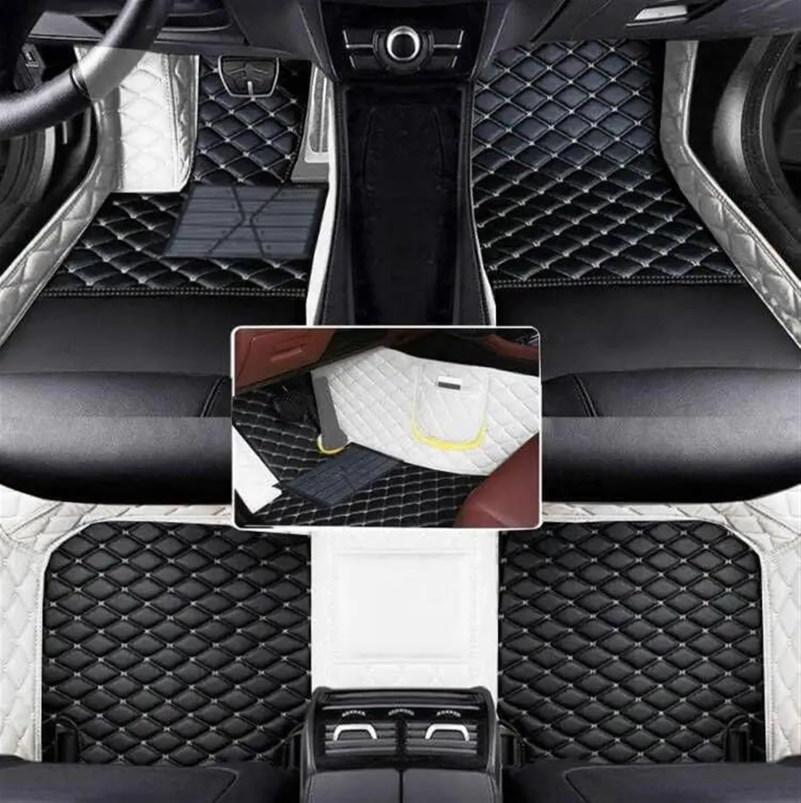 Autofussmatte Für A6 C6 2005-2007 2008 2009 Maßgeschneiderte Auto-Fußmatte Schützen Sie Den Innenraum-Zubehörteppich Ihres Fahrzeugs Auto Fußmatten Set(Black with White2) von DZSFDGDDFGD