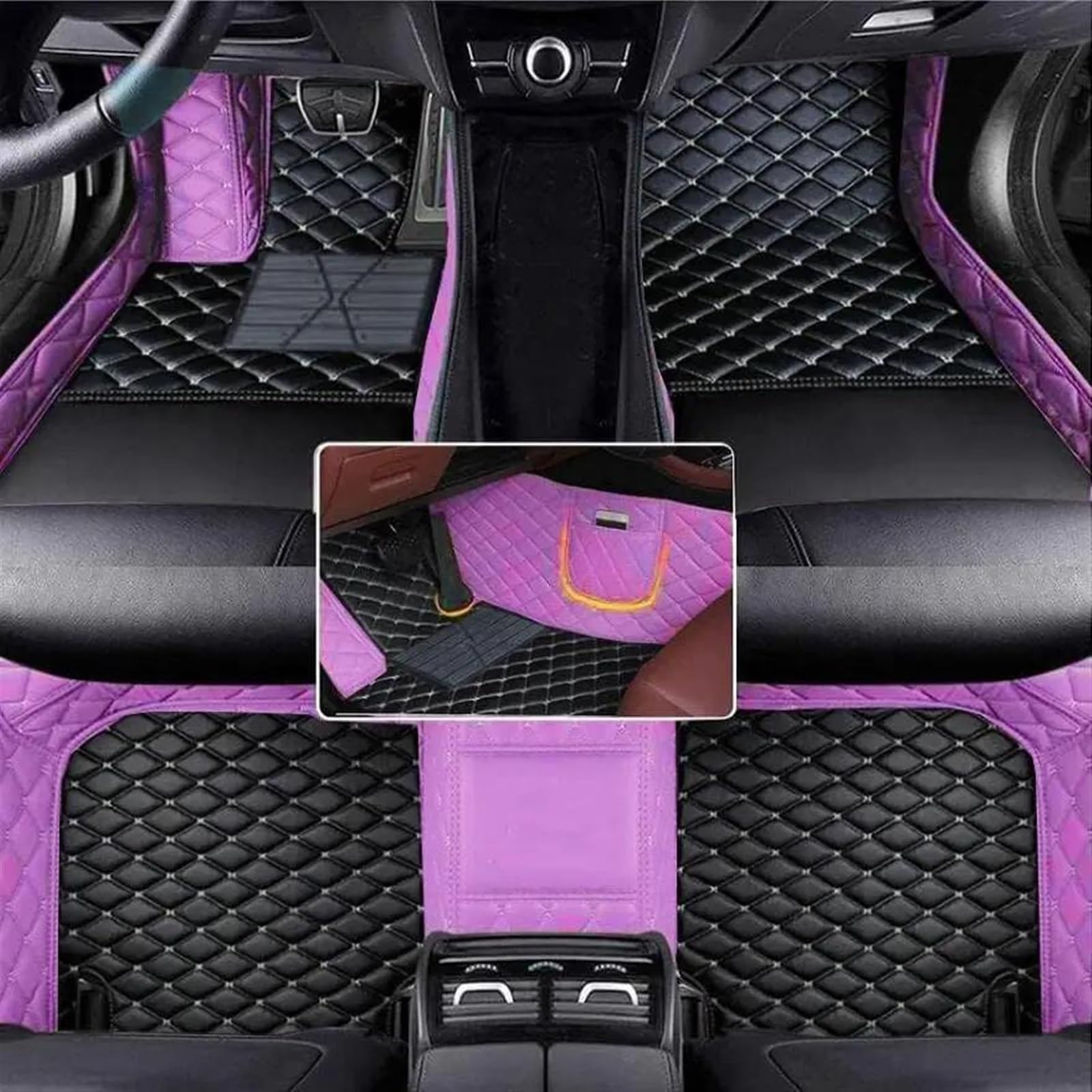 Autofussmatte Für Civic 2016 2017 2018 2019 2020 Kunstleder-Autobodenmatte Schützen Sie Das Innenzubehör Ihres Fahrzeugs Auto Fußmatten Set(Black with Purple) von DZSFDGDDFGD