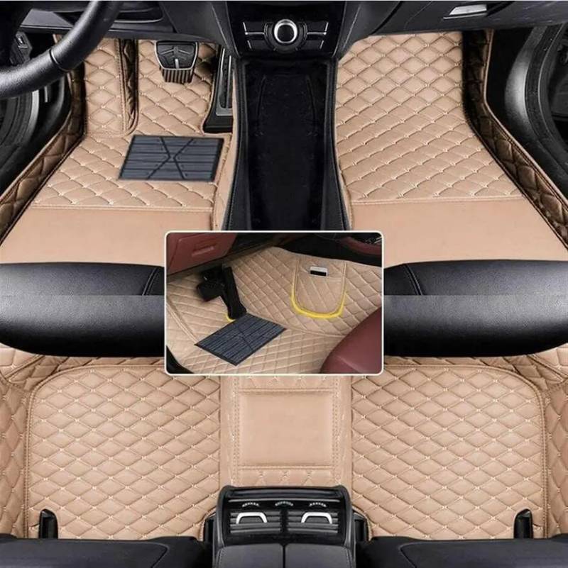 Autofussmatte Für E60 2004 2005 2006 2007 2008 2009 Kunstleder-Autobodenmatte Schützen Sie Das Innenzubehör Ihres Fahrzeugs Auto Fußmatten Set(Beige) von DZSFDGDDFGD